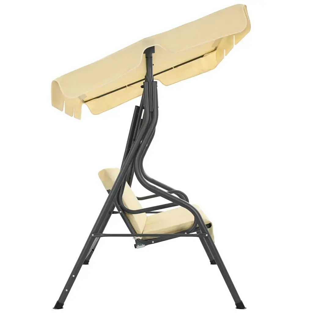 White Garden Swing Bench with Canopy Shade