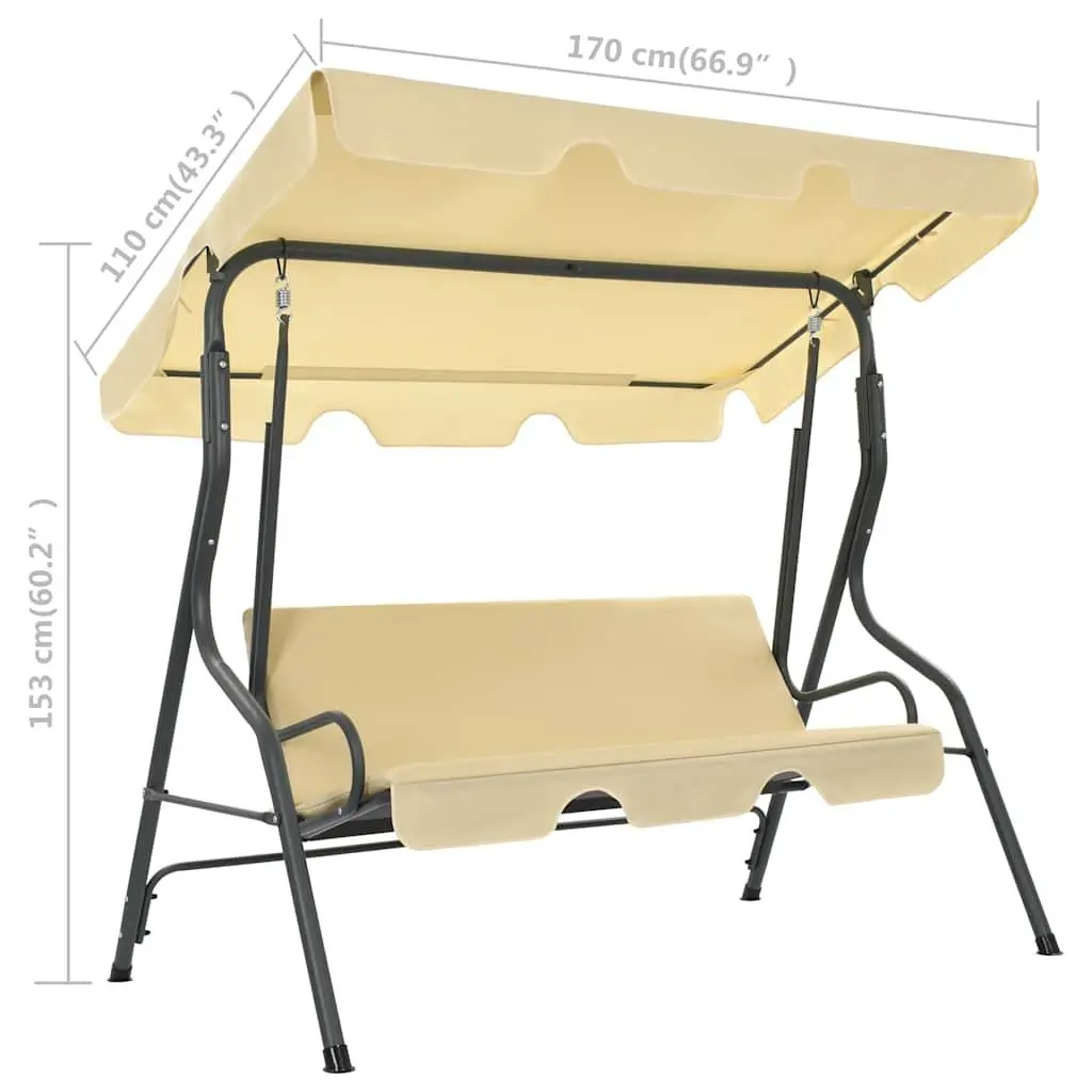 White Garden Swing Bench with Canopy Shade