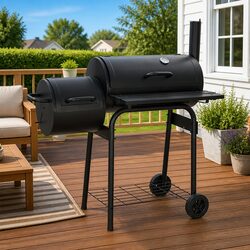 Durable Black Charcoal Offset Smoker with Firebox
