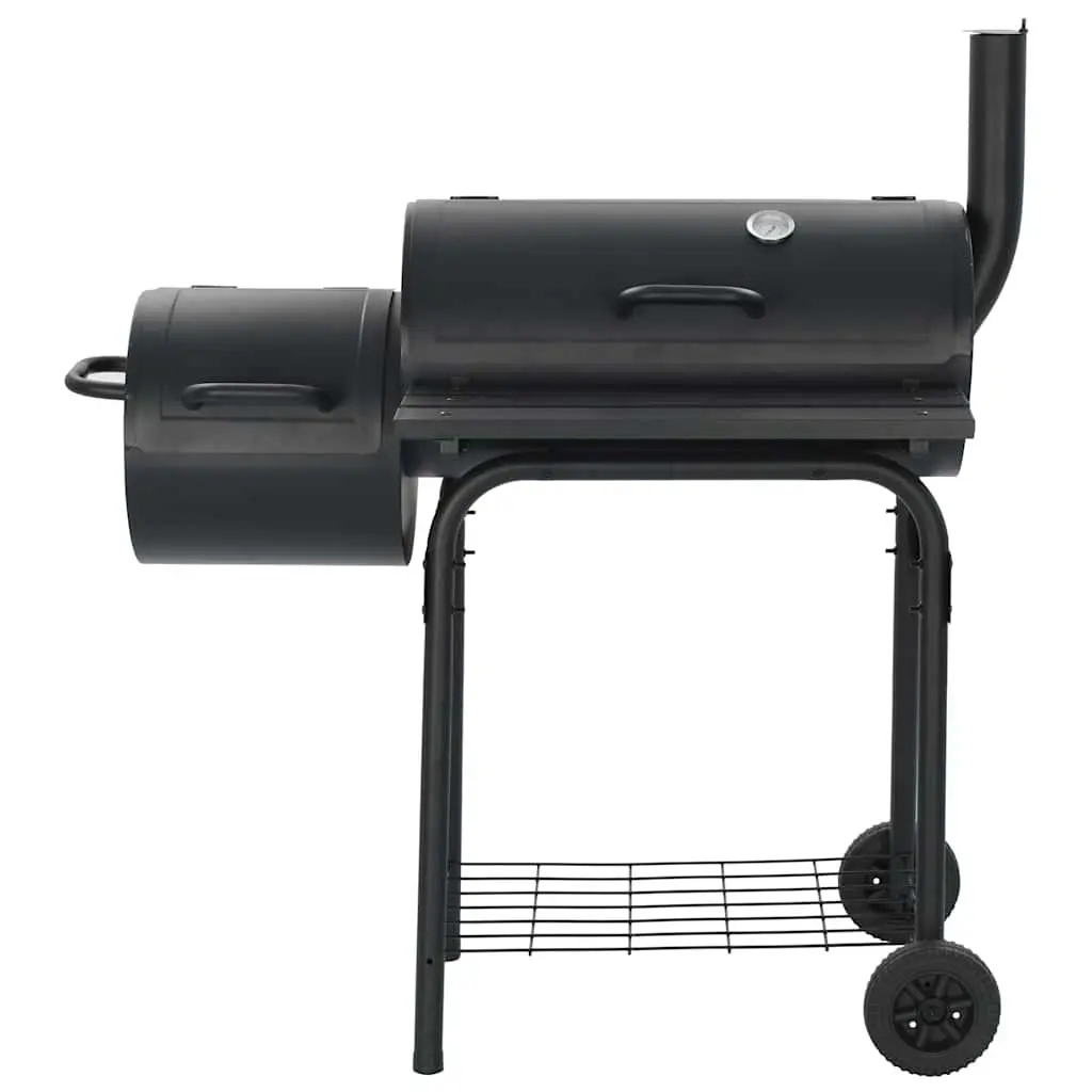 Black Charcoal Offset Smoker with Firebox