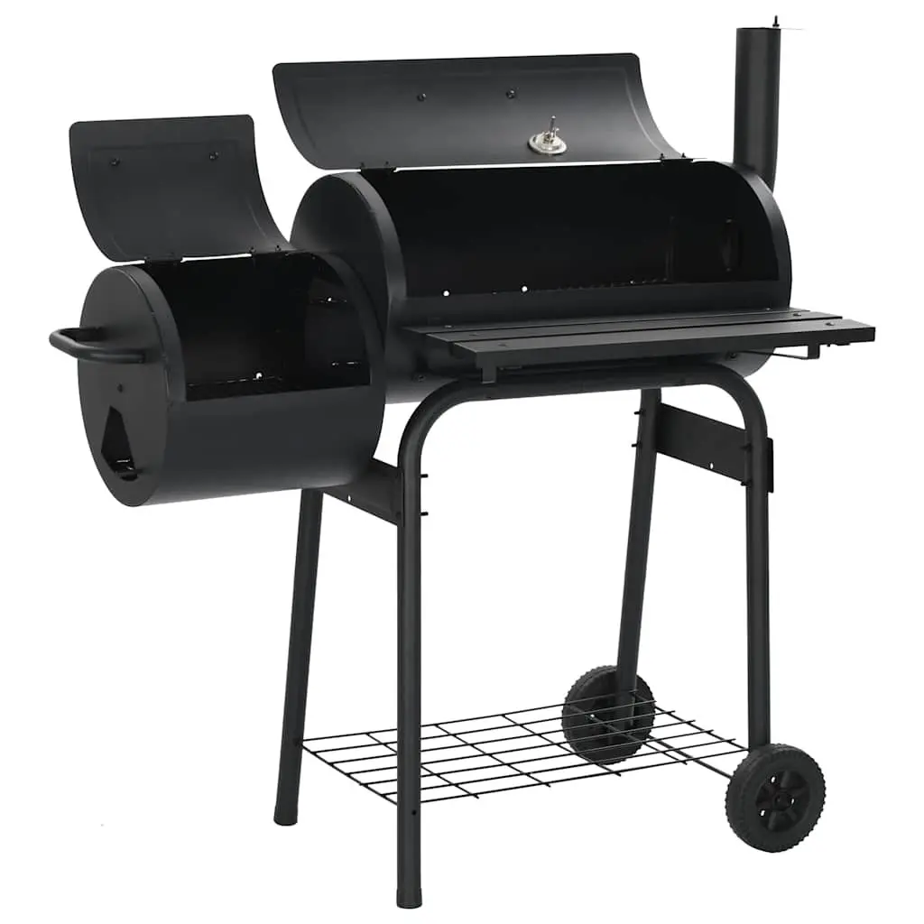 Black Charcoal Offset Smoker with Firebox