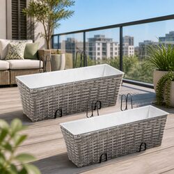 Durable Grey Balcony Railing Planters 2 Pack 50cm