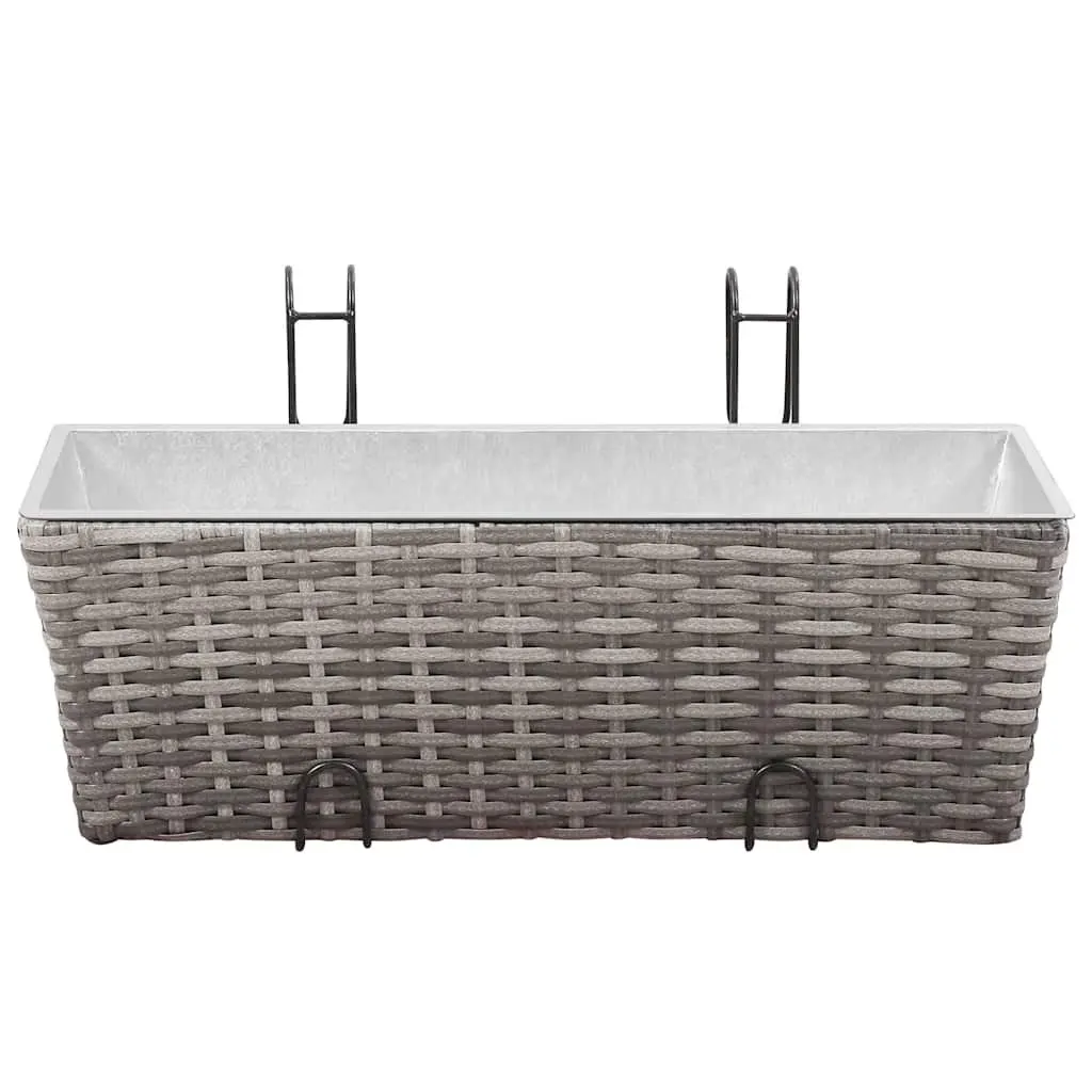 Grey Balcony Railing Planters 2 Pack 50cm