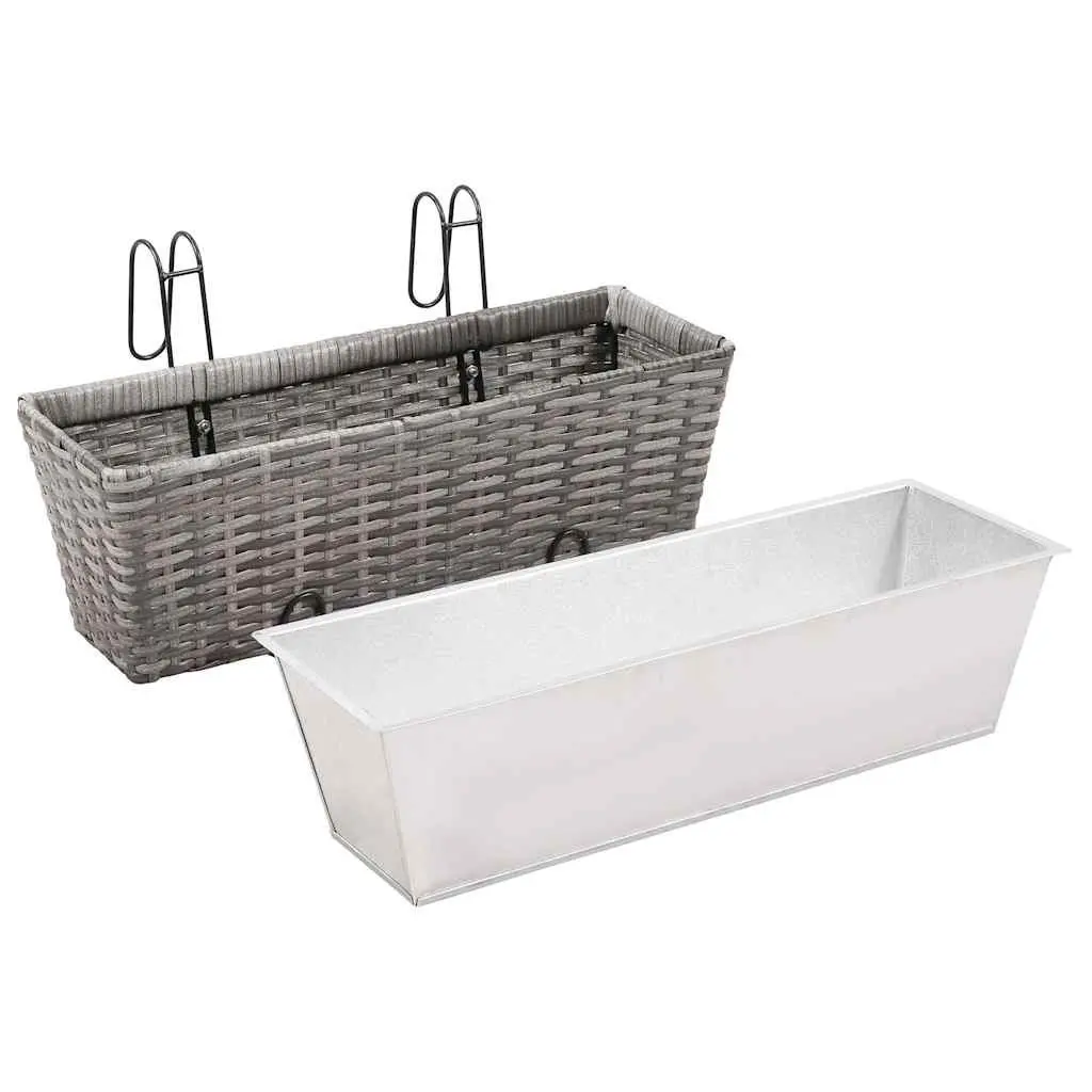 Grey Balcony Railing Planters 2 Pack 50cm