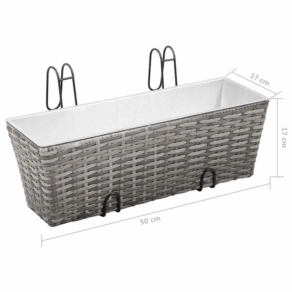 Grey Balcony Railing Planters 2 Pack 50cm