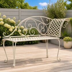Outdoor Chaise Lounge 128cm Metal Frame White Patio Furniture