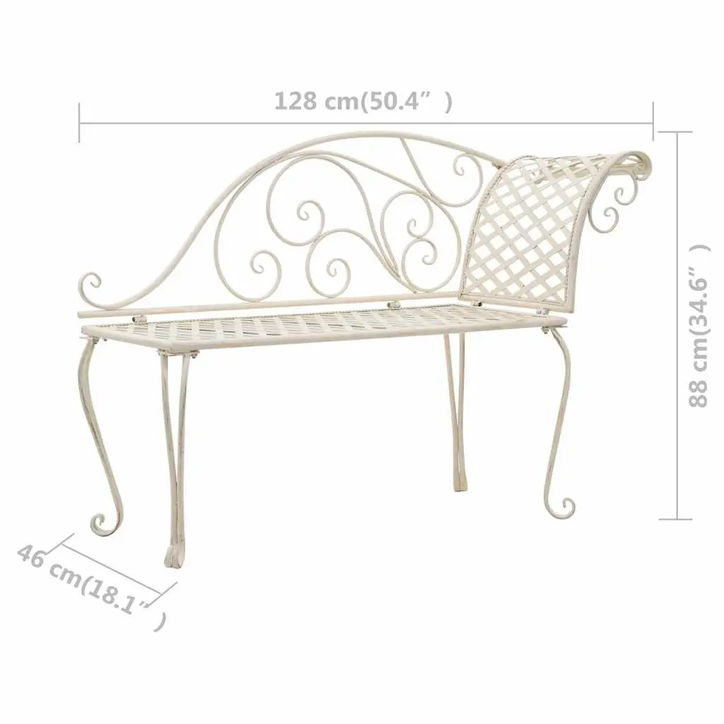 Outdoor Chaise Lounge 128cm Metal Frame White Patio Furniture