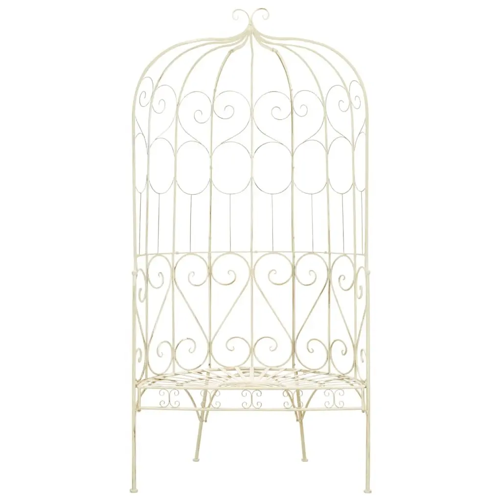 95cm Antique Style Wrought Iron Garden Bench in White