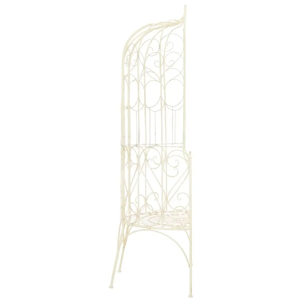 95cm Antique Style Wrought Iron Garden Bench in White