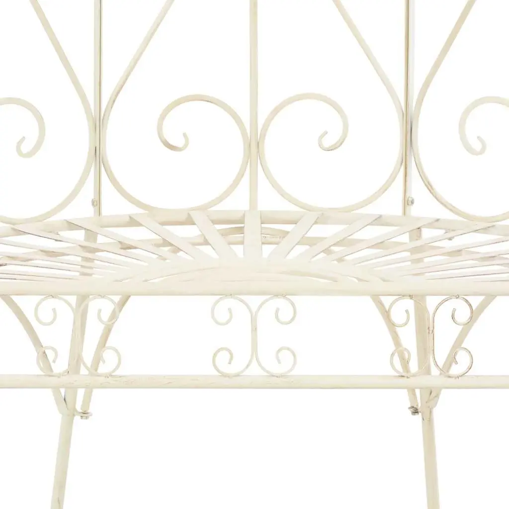 95cm Antique Style Wrought Iron Garden Bench in White