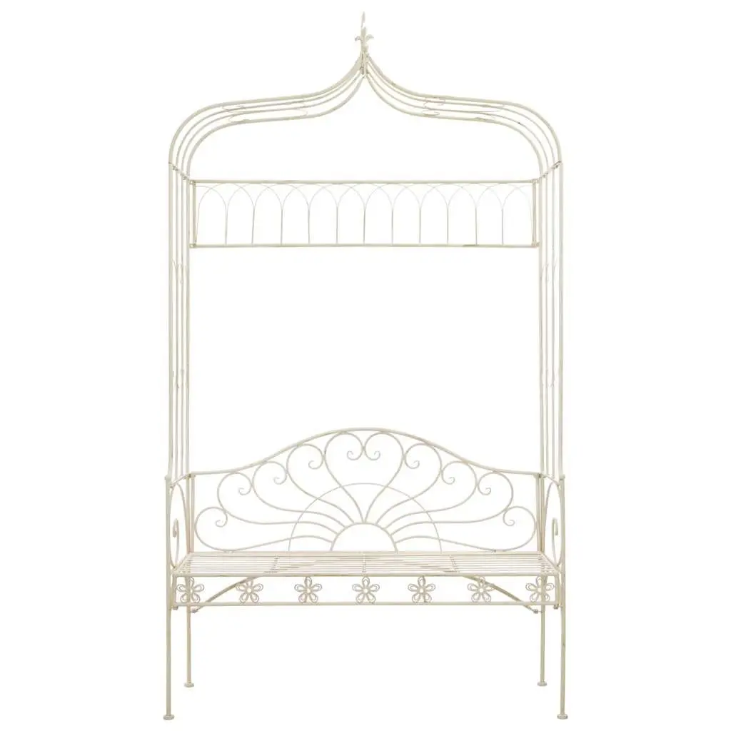 122cm White Iron Garden Bench for Outdoor Spaces
