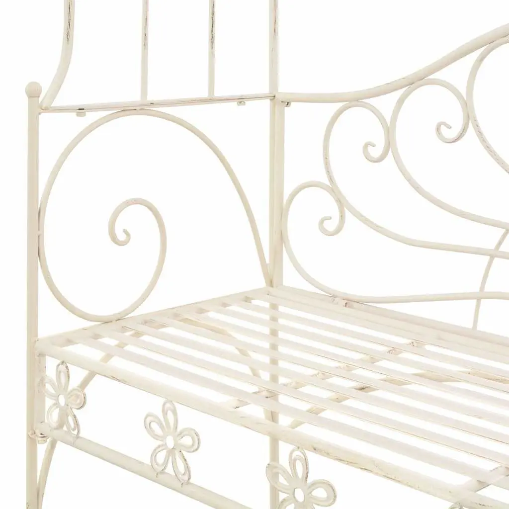 122cm White Iron Garden Bench for Outdoor Spaces