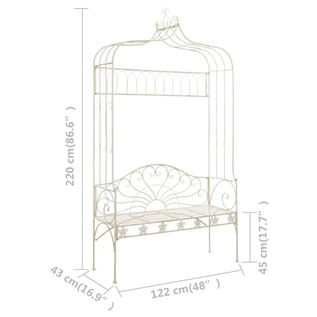 122cm White Iron Garden Bench for Outdoor Spaces