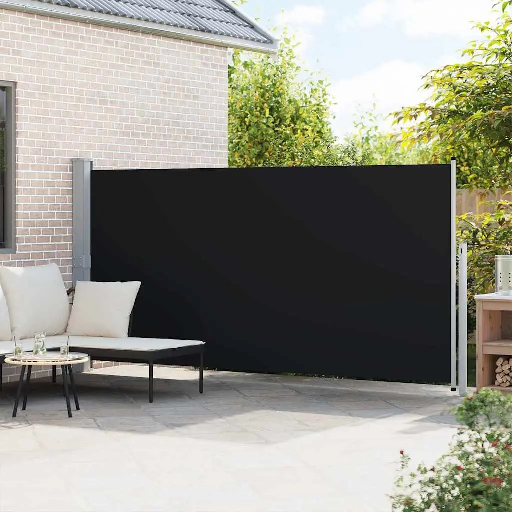 Retractable Side Awning Polyester 160 cm Black 500 cm