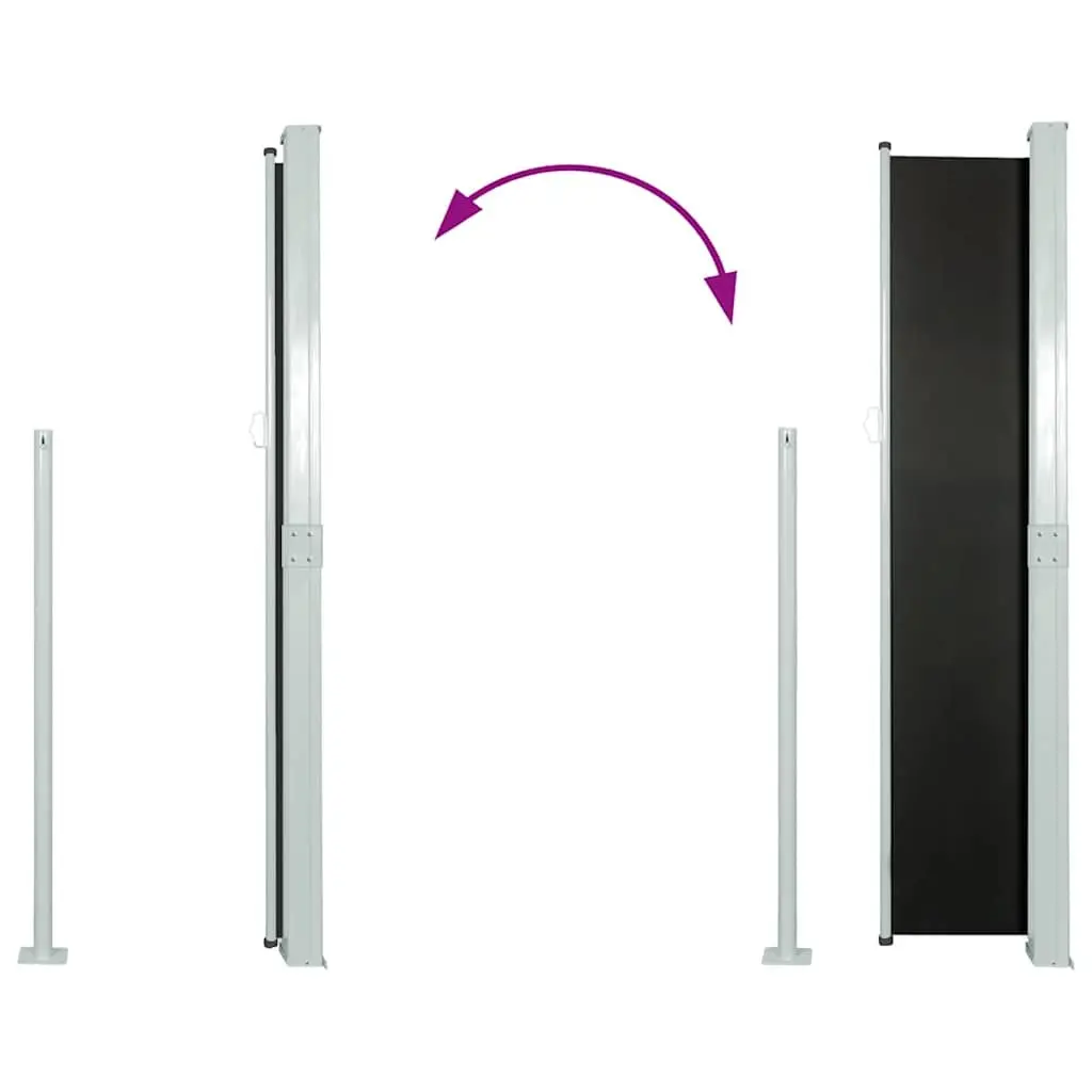 Retractable Side Awning Polyester 160 cm Black 500 cm