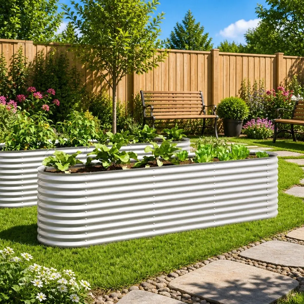 Galvanised Steel Raised Garden Bed 320x80x81cm