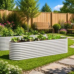Premium Galvanised Steel Raised Garden Bed 320x80x81cm