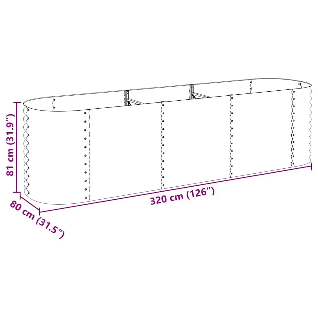 Galvanised Steel Raised Garden Bed 320x80x81cm