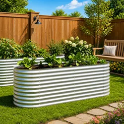 Durable Galvanised Steel Garden Raised Bed 240x80x81 cm