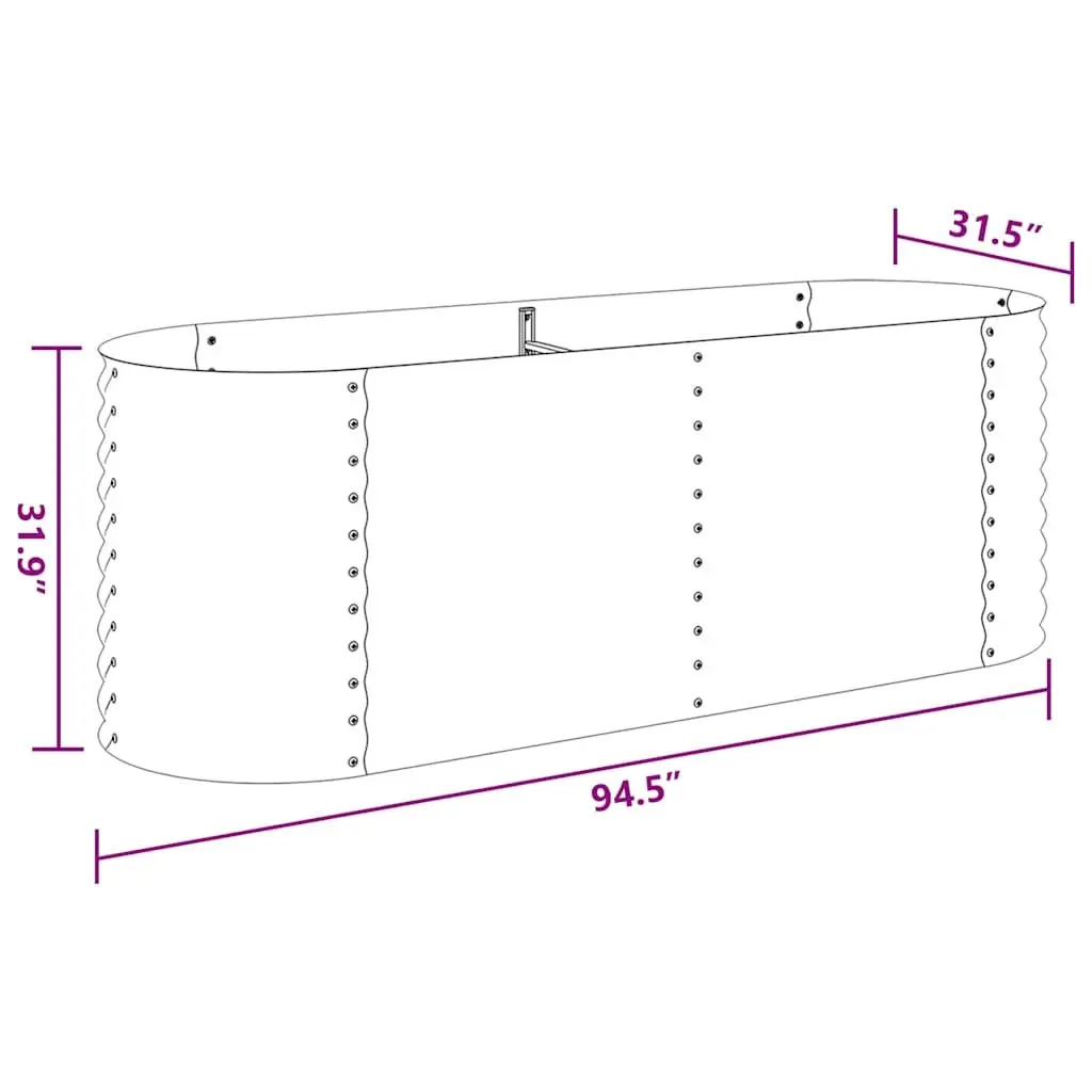 Garden Raised Bed Galvanised Steel 240x80x81 cm Silver