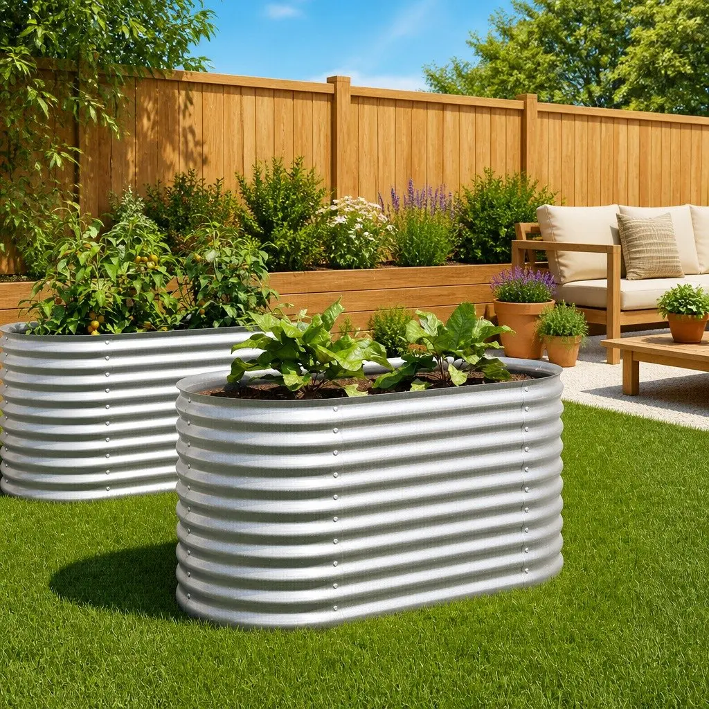 Raised Garden Bed Galvanised Steel 160x80x81 cm Silver