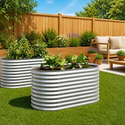 Premium Silver Galvanised Raised Garden Bed 160x80x81 cm