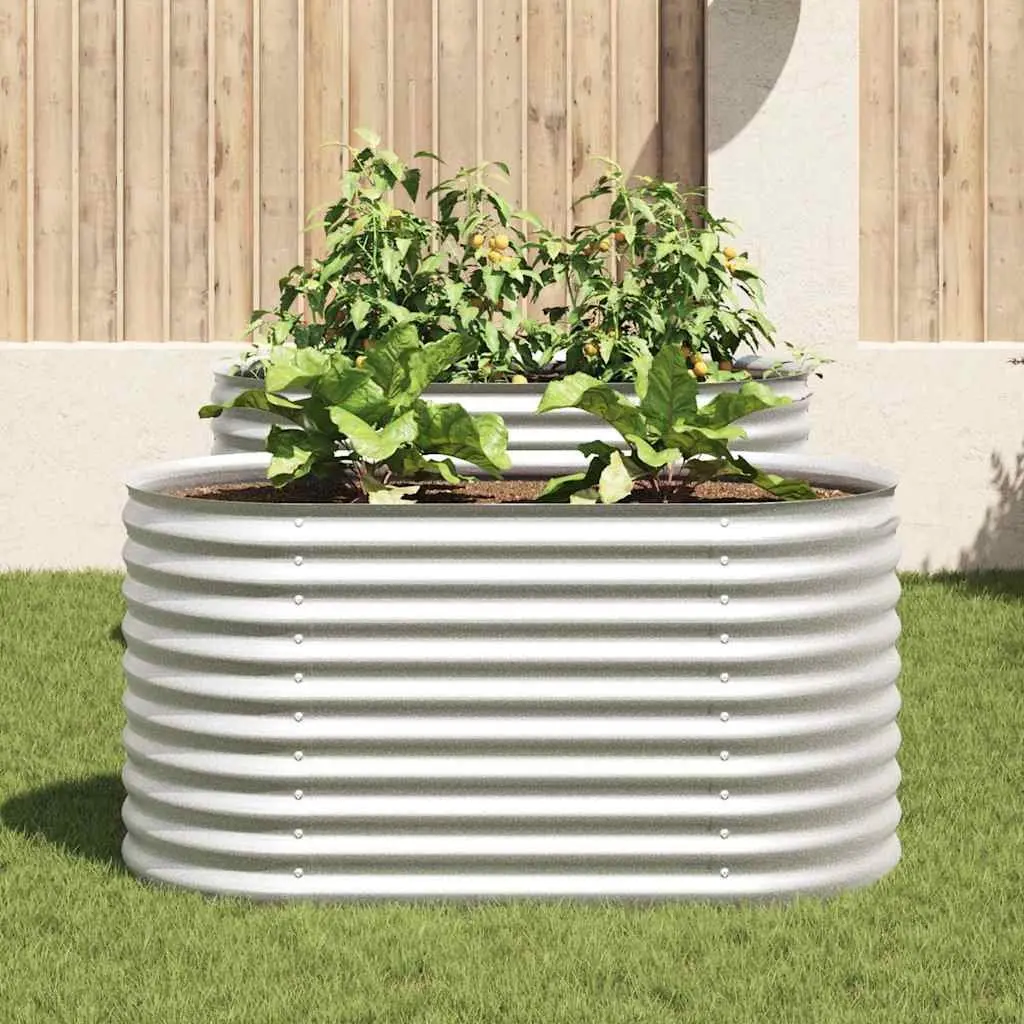 Raised Garden Bed Galvanised Steel 160x80x81 cm Silver