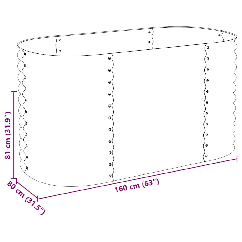 Raised Garden Bed Galvanised Steel 160x80x81 cm Silver