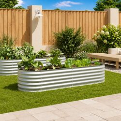 High-Quality Raised Garden Bed 240x80x44 cm Silver Metal