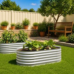 Durable Galvanised Steel Raised Garden Bed 160x80x44 cm