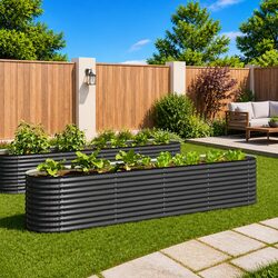 Galvanised Steel Garden Raised Bed 400x80x81 cm Grey