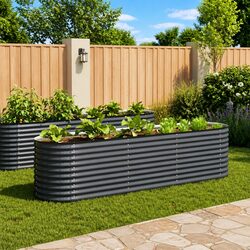 Durable Galvanised Steel Raised Garden Bed 320x80x81 cm