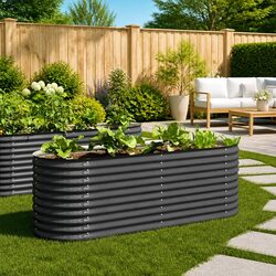 Durable Galvanised Steel Garden Raised Bed 240x80x81 cm