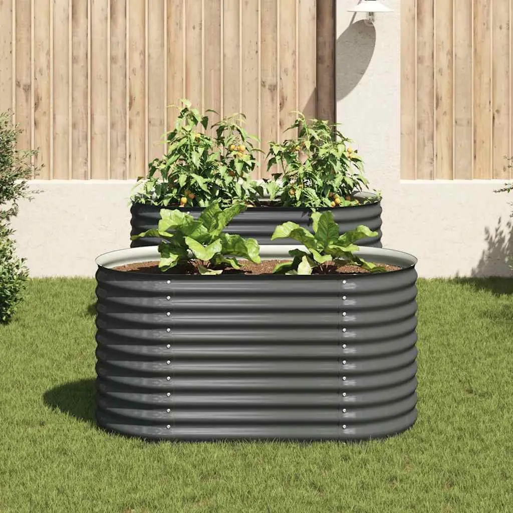 Raised Bed Planter Grey Galvanised Steel 160x80x81cm Outdoor Garden Balcony