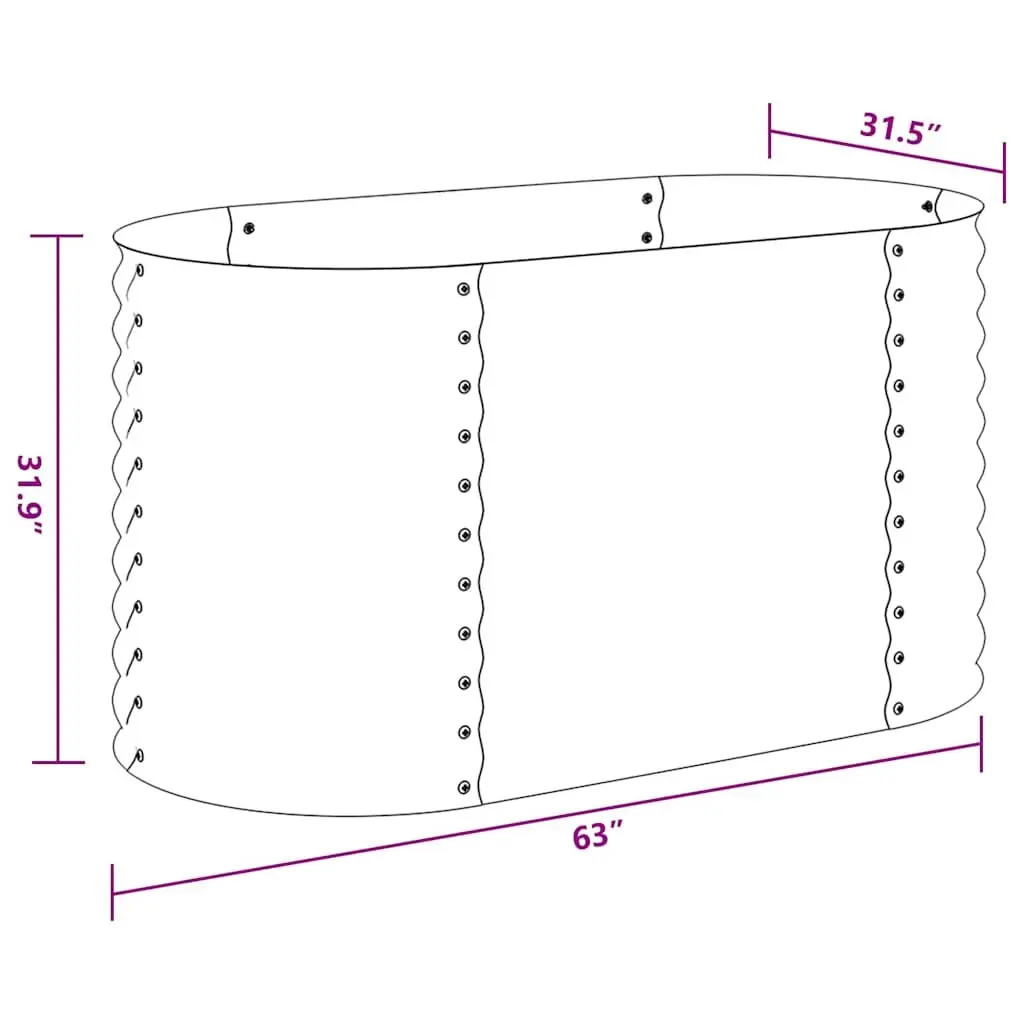 Raised Bed Planter Grey Galvanised Steel 160x80x81cm Outdoor Garden Balcony