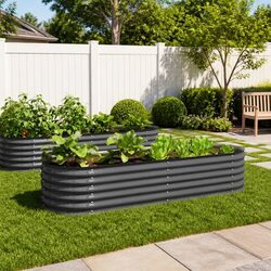Galvanised Steel Garden Raised Bed 240x80x44 cm Grey