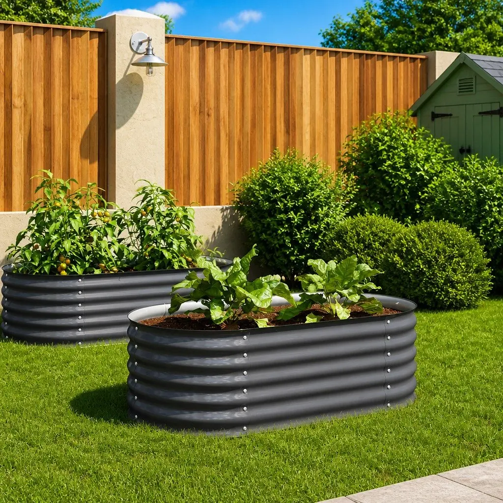 Galvanised Steel Garden Raised Bed 160x80x44 cm