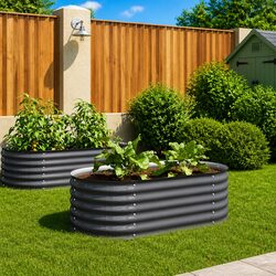 Galvanised Steel Garden Raised Bed 160x80x44 cm