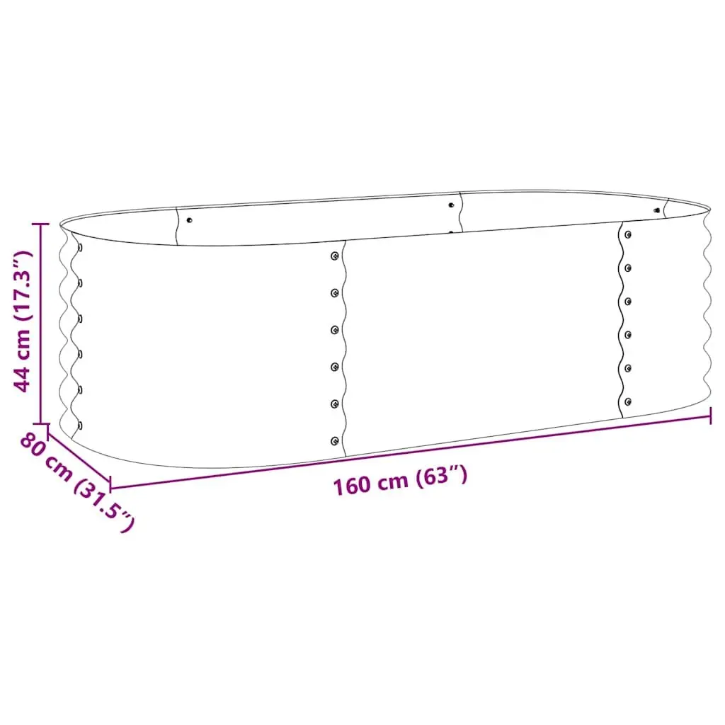 Galvanised Steel Garden Raised Bed 160x80x44 cm