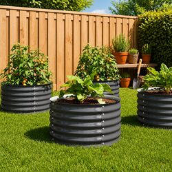 Durable 80x80x44 cm Galvanised Steel Raised Bed