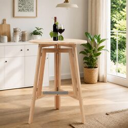 Sturdy Foldable Bar Table 78 cm in Brown Fir Wood
