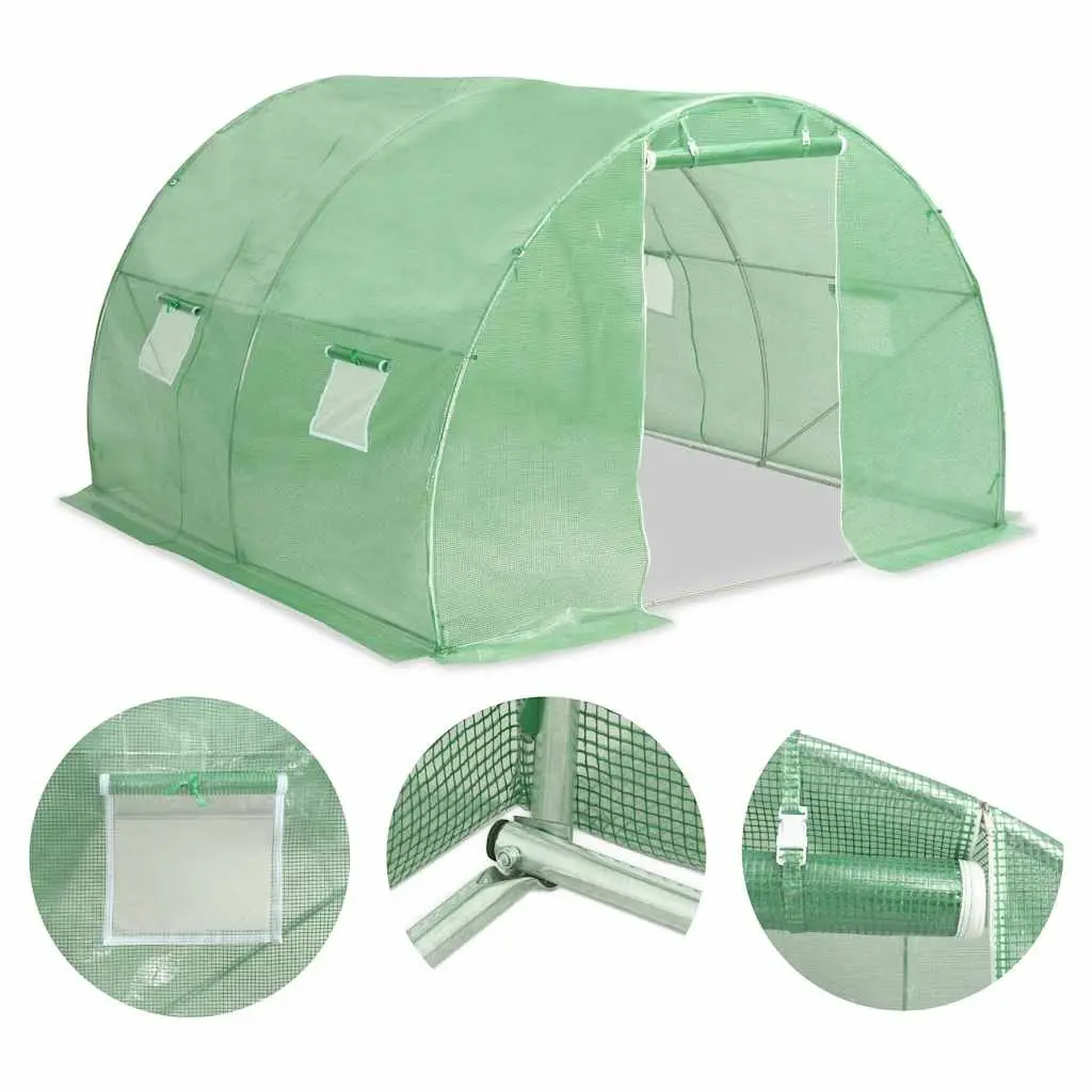Greenhouse Galvanised Steel Frame 300x300x200cm Green 140g/m² PE Mesh