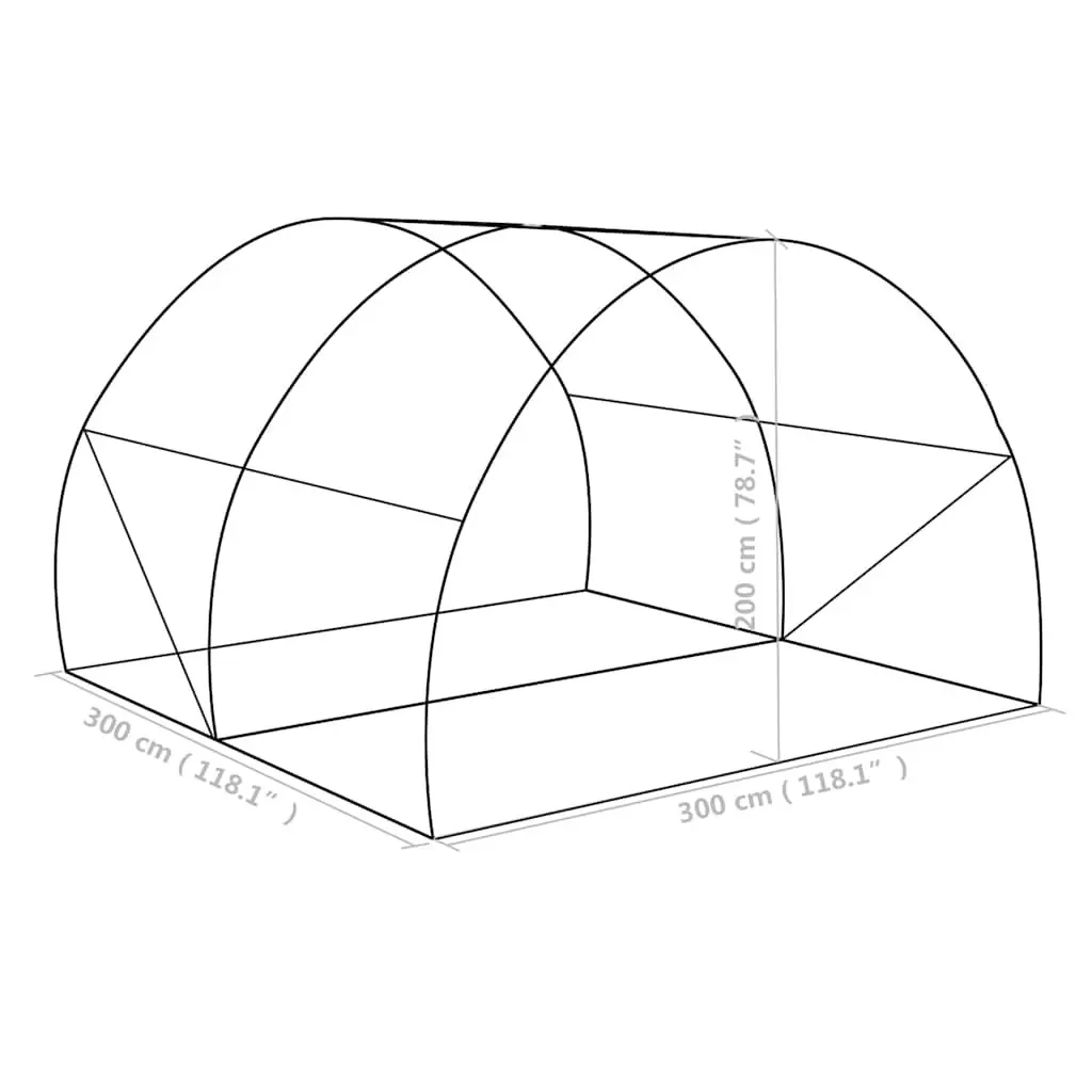 Greenhouse Galvanised Steel Frame 300x300x200cm Green 140g/m² PE Mesh