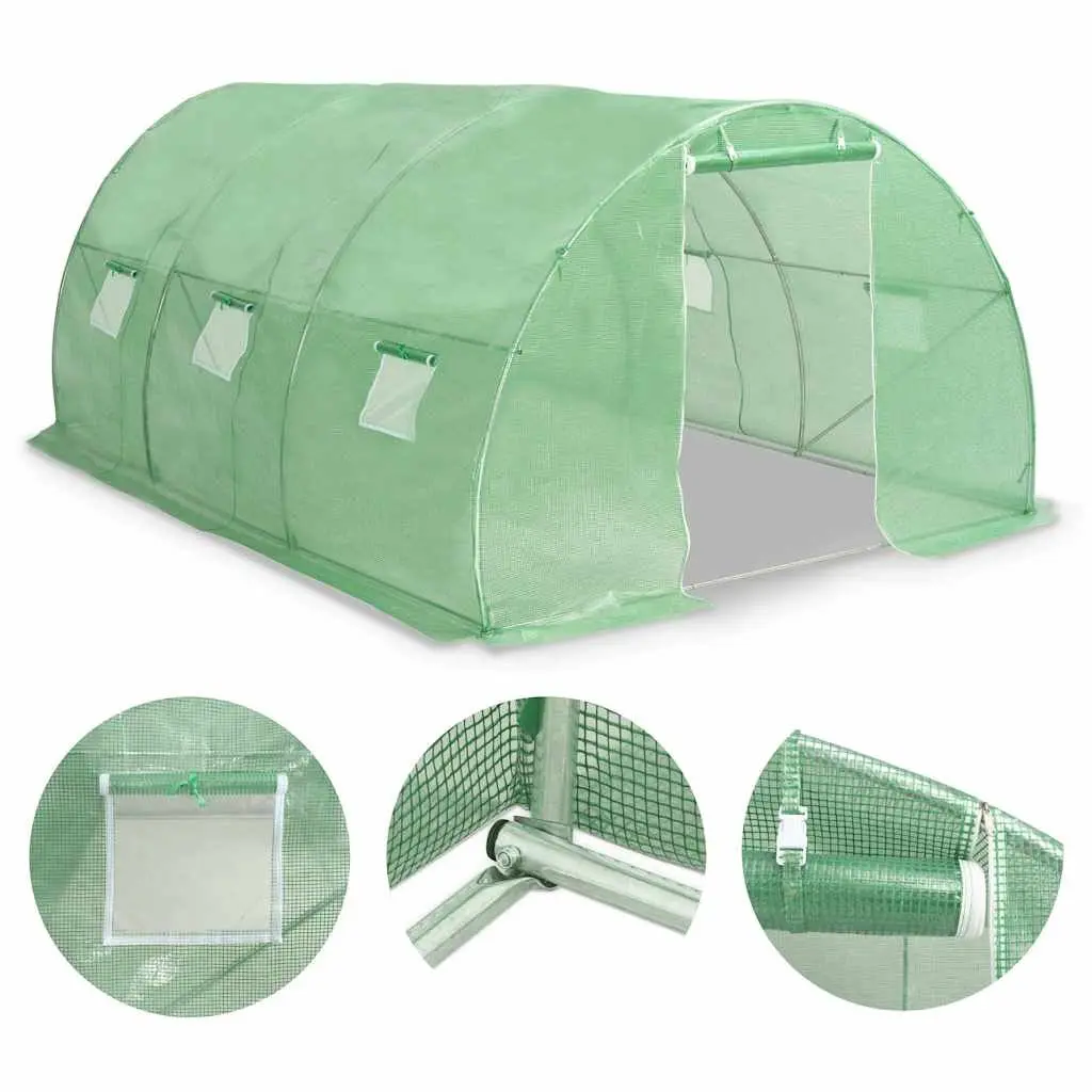 Greenhouse PE Mesh Fabric 450x300x200 cm Green Galvanised Steel Frame