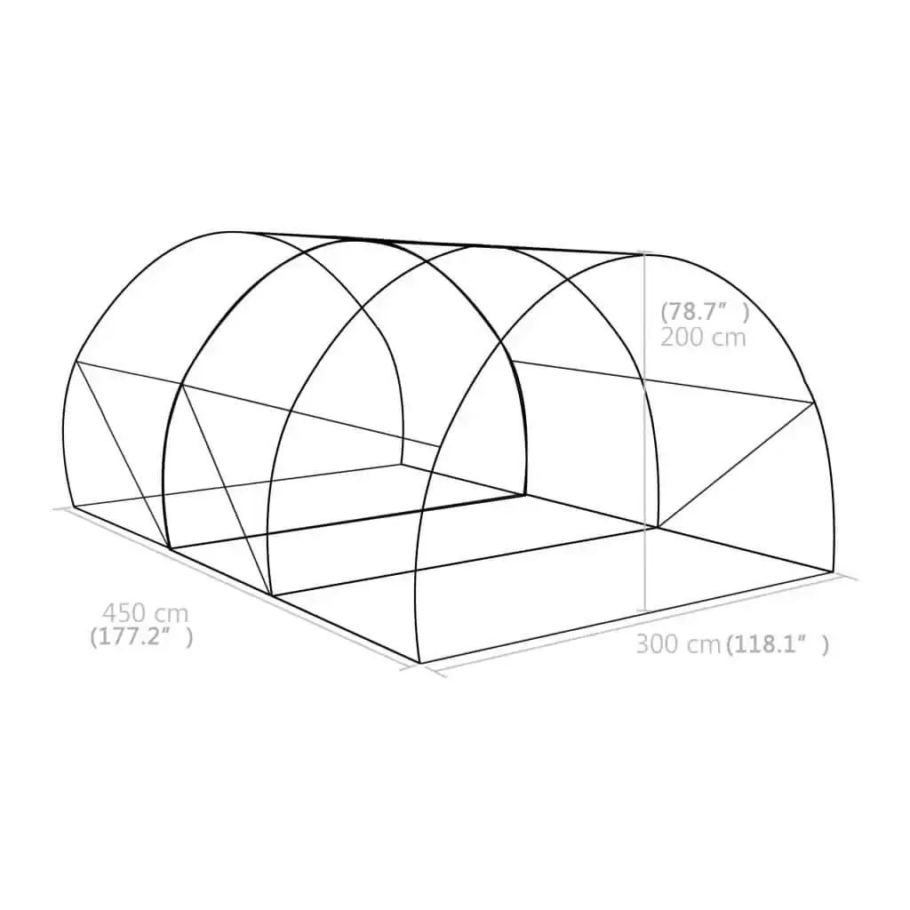 Greenhouse PE Mesh Fabric 450x300x200 cm Green Galvanised Steel Frame