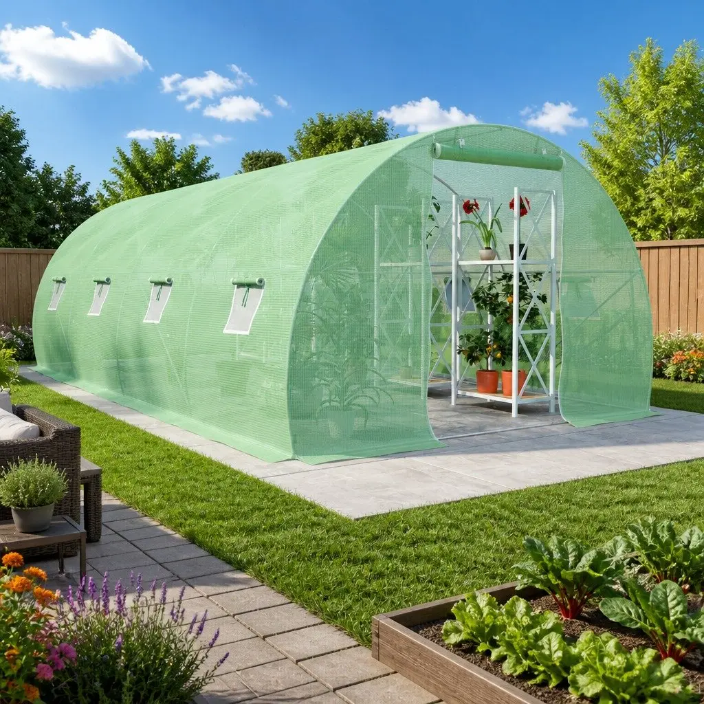 18 m² Greenhouse with Galvanised Steel Frame