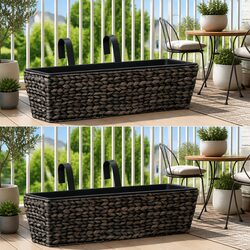 Durable Water Hyacinth Planters - 2 Pcs Brown Set