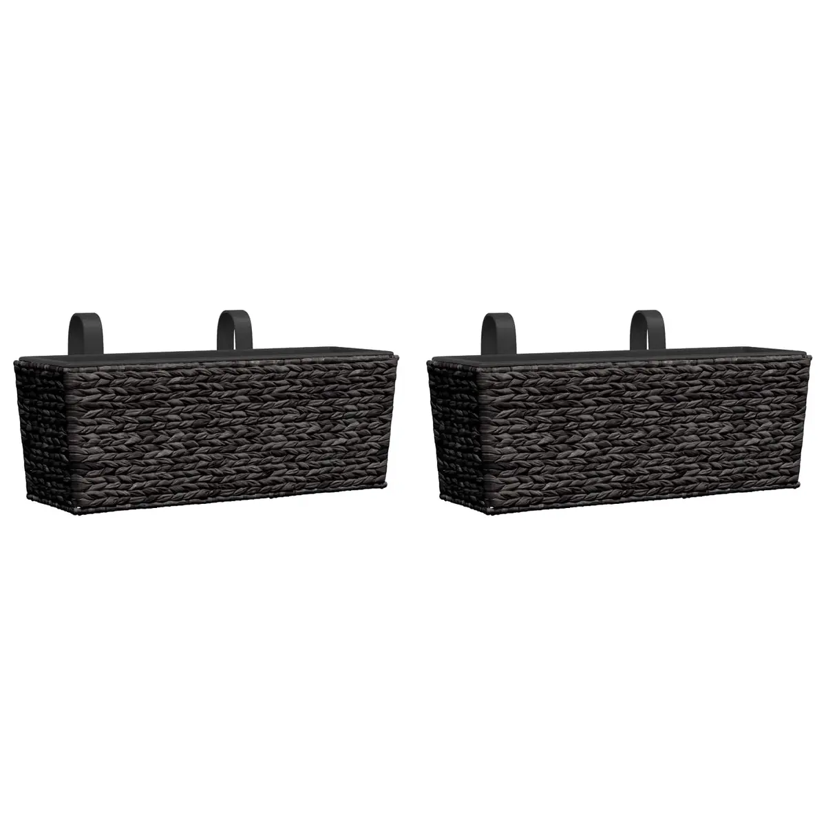 Water Hyacinth Planters Set of 2 Black Indoor Garden Pots