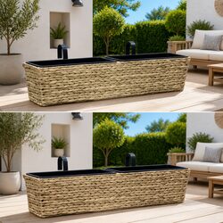 Durable Water Hyacinth Planters Set of 2 for Indoors