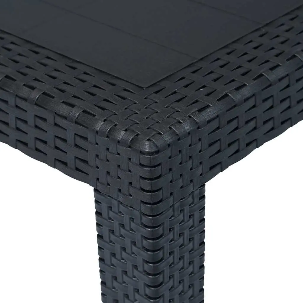 Garden Table Plastic 79x79x72cm Anthracite Outdoor Furniture Rattan Look Lightweight